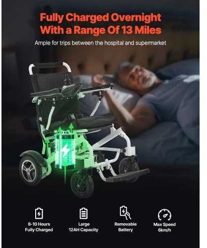 Vevor Elektrinis neįgaliųjų vežimėlis 136 kg talpa
