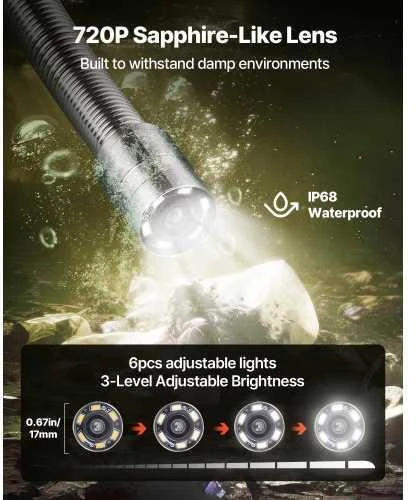 VEVOR 20 m ilgio kanalizacijos kamera su LED