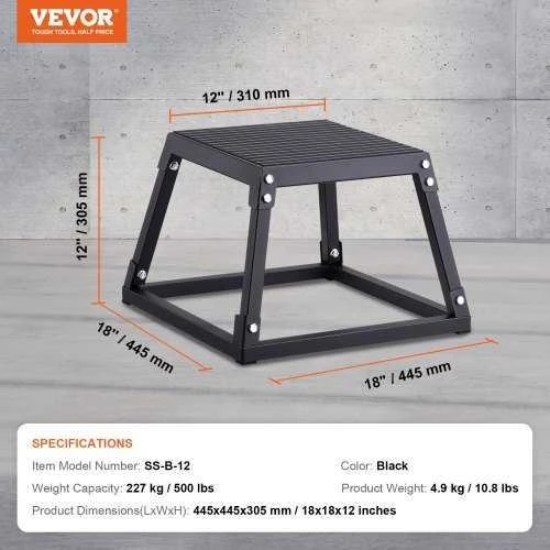 VEVOR Pliometrinė šuolių dėžė, 30 cm, plieninė