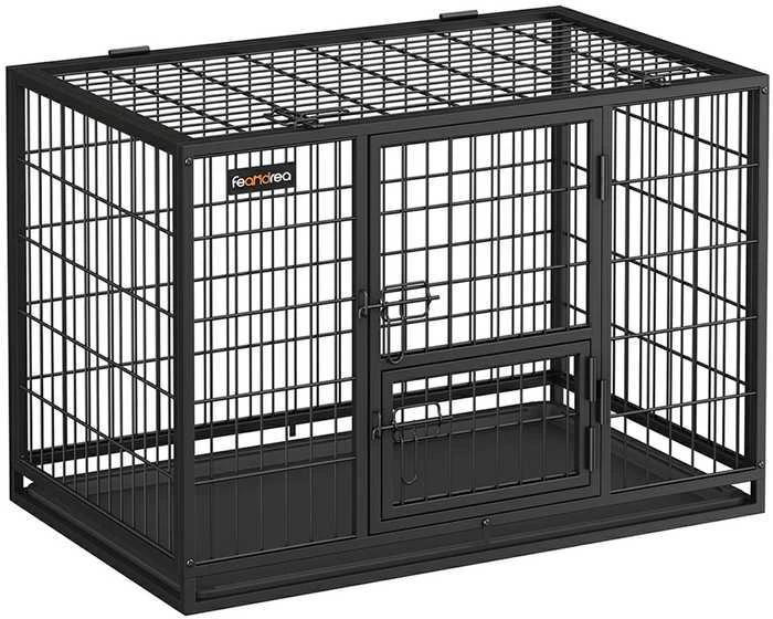 Songmics Feandrea Patvarus ir transportabilus narvas šunims 92,5 x 57,5 x 64 cm, juodas