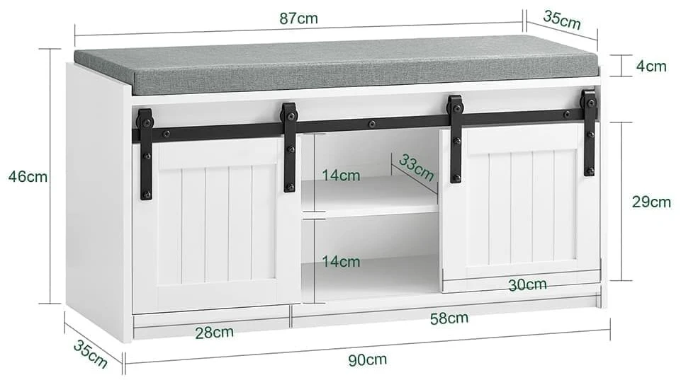 Suolių, SoBuy FSR133-K-W, 90x35x46 cm