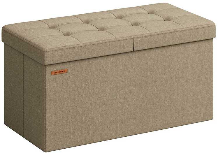 Songmics Suoliukas su daiktadėže 38 x 76 x 38 cm kupranugario rudos spalvos