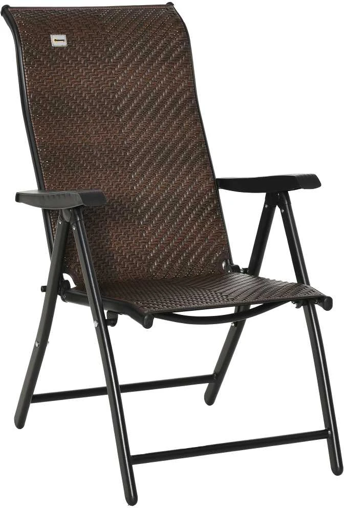 Outsunny poliratano sodo kėdė, sulankstoma, su 7 padėčių reguliuojamu atlošu ir porankiais, skirta sodui, balkonui ir terasai, 58 x 71 x 111 cm