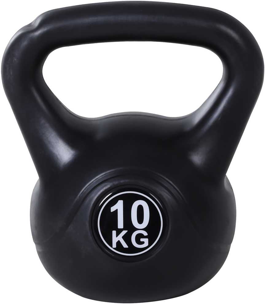 HOMCOM Ketlbells Svarmalius 10 kg Svorio Hantelis Užpildytas Smėliu Pradedantiesiems Juodas