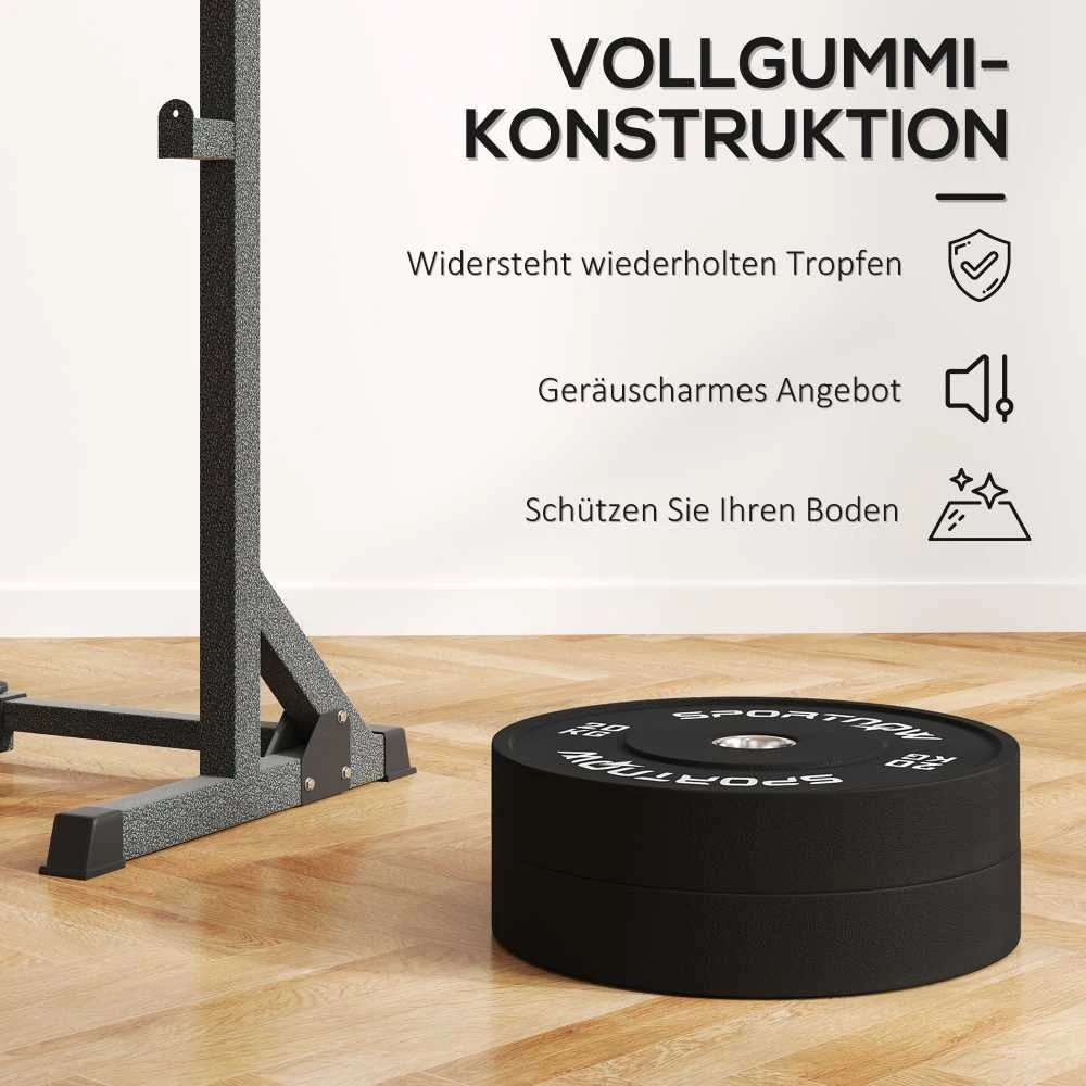 SPORTNOW 2 vienetų hantelių svorių rinkinys, 2 x 20 kg svoriai, svorių diskų rinkinys, svorių diskai 5 cm hantelių strypui, Ø 50 mm anga, juodi