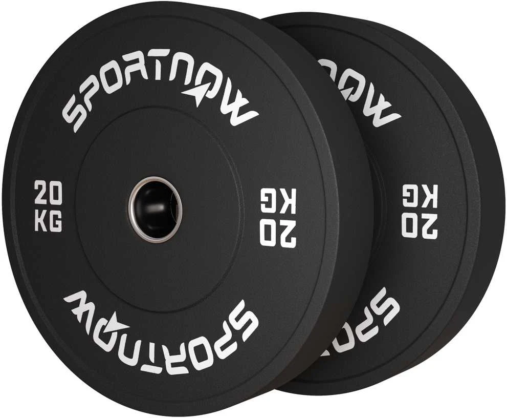 SPORTNOW 2 vienetų hantelių svorių rinkinys, 2 x 20 kg svoriai, svorių diskų rinkinys, svorių diskai 5 cm hantelių strypui, Ø 50 mm anga, juodi