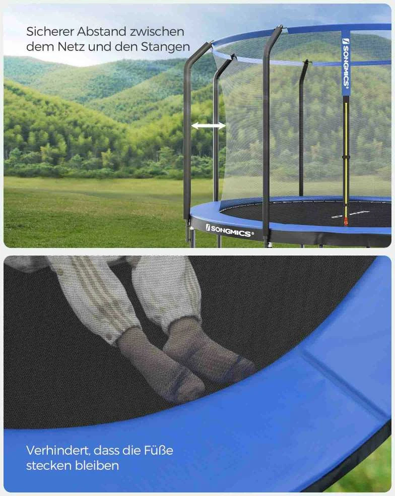 Songmics Trampolin 366 cm dunkelblau