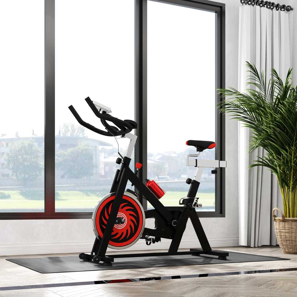 HOMCOM grindų apsaugos kilimėlis treniruokliams neslystantis fitneso kilimėlis 4 mm storio kilimėlis sporto kilimėlis daugiafunkcinis kilimėlis jogos treniruokliui treniruoklis dviratis jogos kilimėlis grindų kilimėlis 200x100 cm juodas