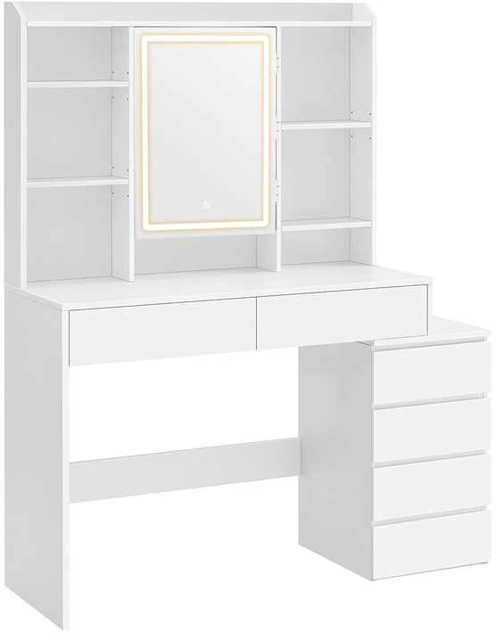 Songmics Vasagle Schminktisch mit LED-Beleuchtung modern wolkenweiß