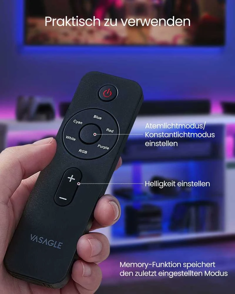 Vasagle LED apšvietimas TV spintelė su atviromis lentynomis