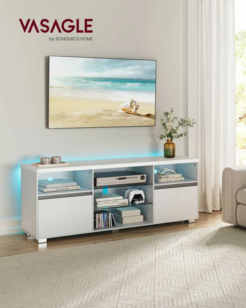 Vasagle LED apšvietimas TV spintelė su atviromis lentynomis
