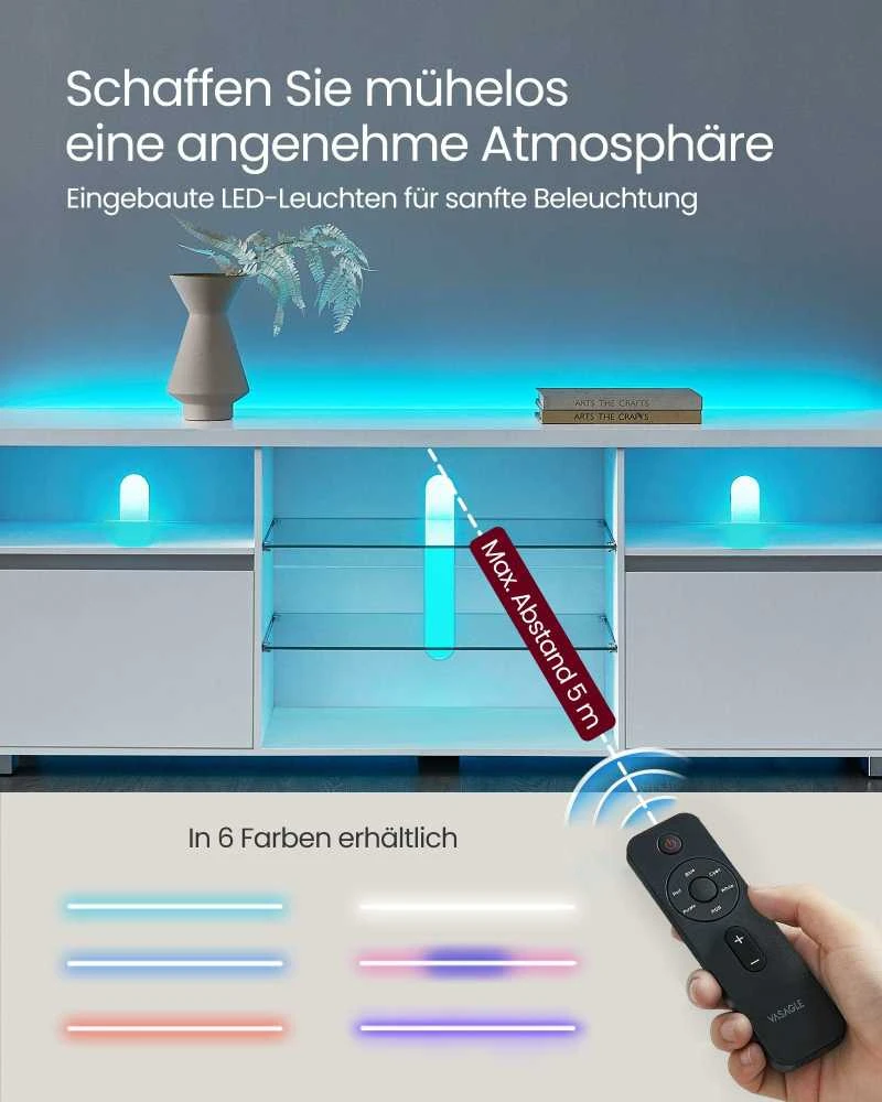 Vasagle LED apšvietimas TV spintelė su atviromis lentynomis