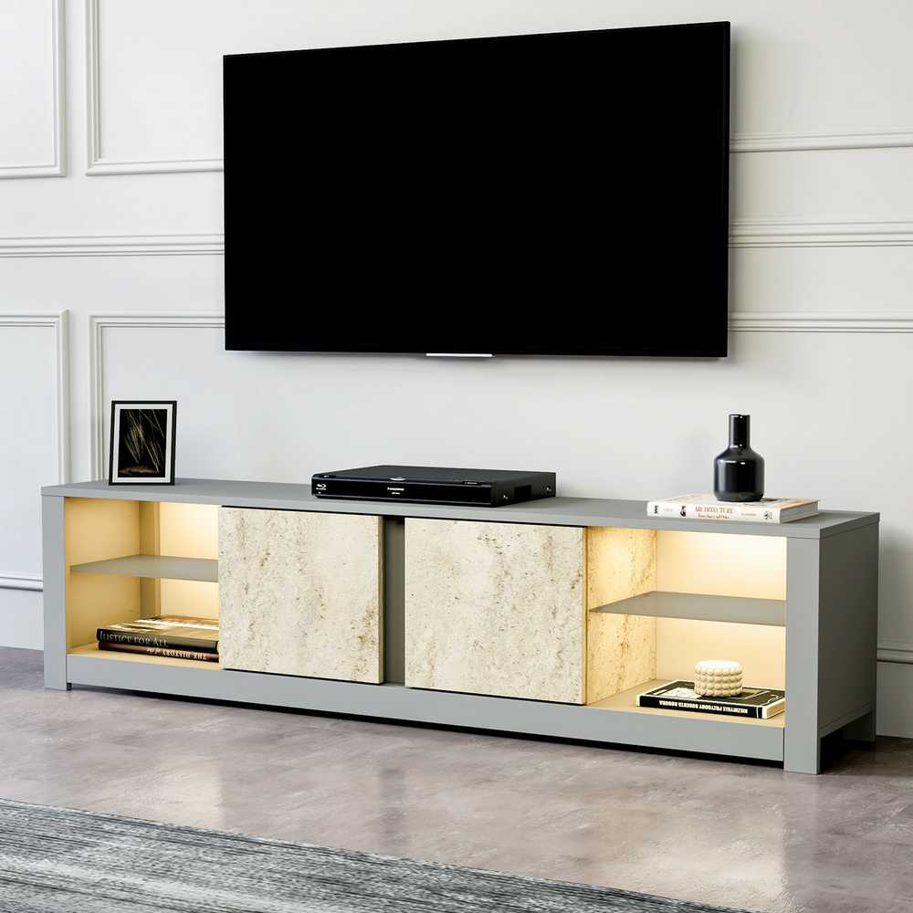 TV staliukas Asir Dalelių plokštė, Aydos, 180x45x35 cm, Pilka