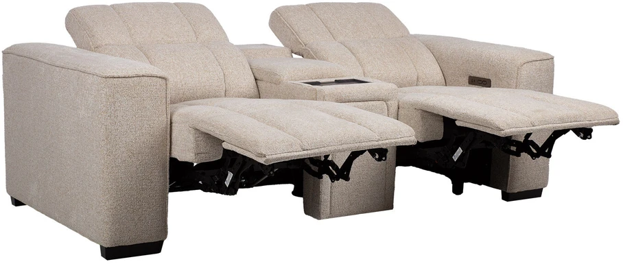 Home4You „Sofa HUB“ 2-vietė elektrinė atlošiamoji sofa, smėlio spalvos