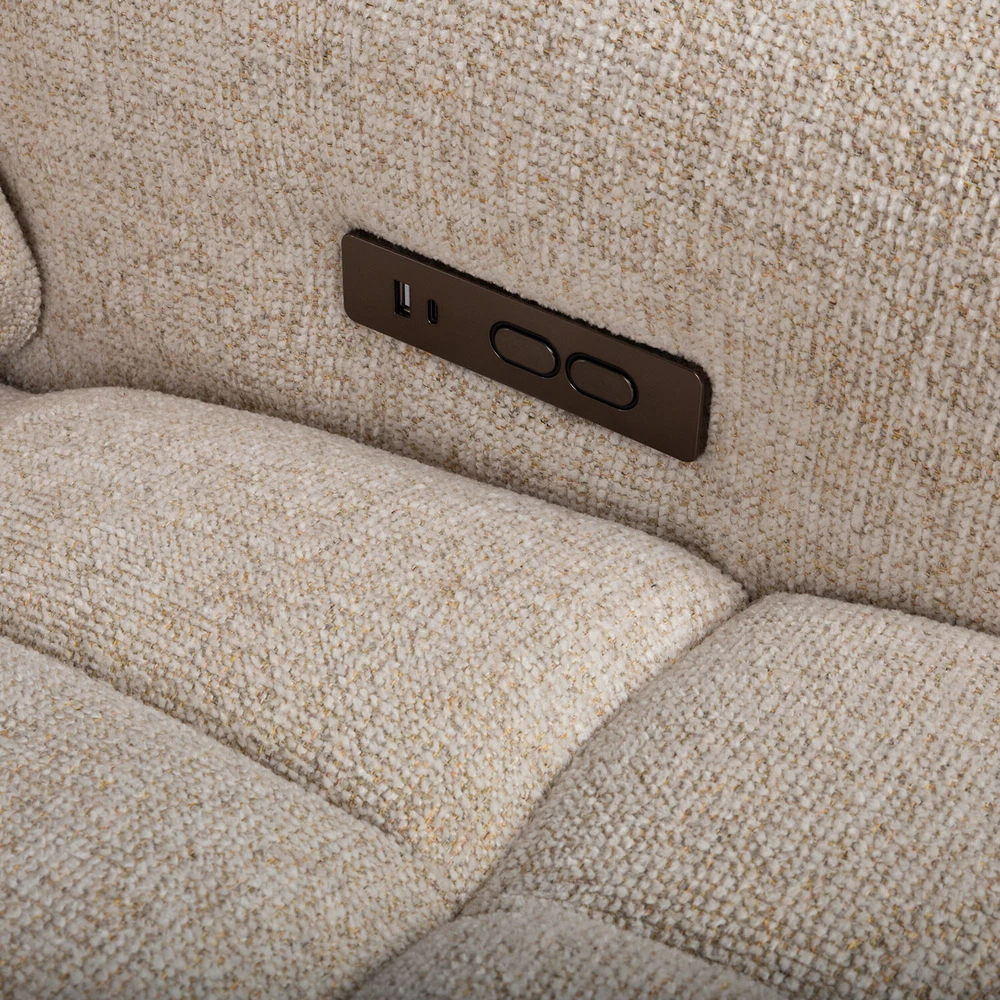 Lova Home4You „Sofa HUB“ 2-vietė elektrinė atlošiamoji sofa, smėlio spalvos