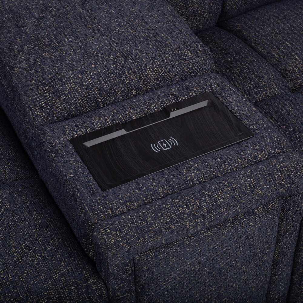 Lova Home4You „HUB“ dvivietė elektrinė atlošiamoji sofa, tamsiai mėlyna