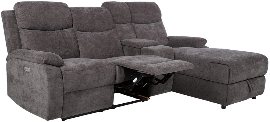 Home4You Kampinė sofa „PROVENCE RC“, su elektrine arba rankine atlošimo funkcija, tamsiai pilka