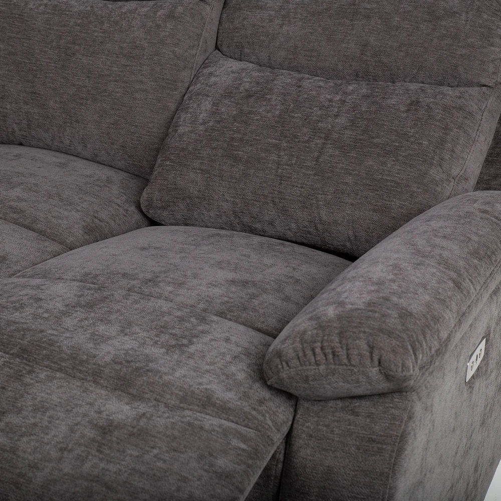 Home4You Kampinė sofa „PROVENCE LC“, su elektrine arba rankine atlošimo funkcija, tamsiai pilka