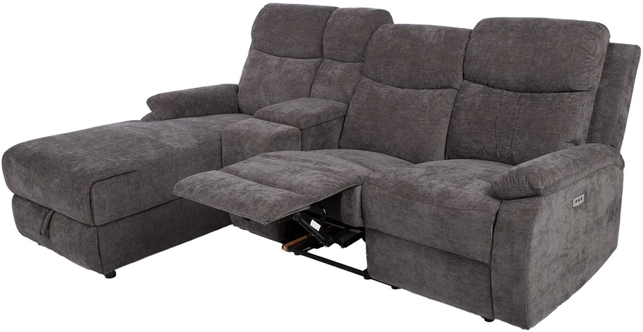 Home4You Kampinė sofa „PROVENCE LC“, su elektrine arba rankine atlošimo funkcija, tamsiai pilka