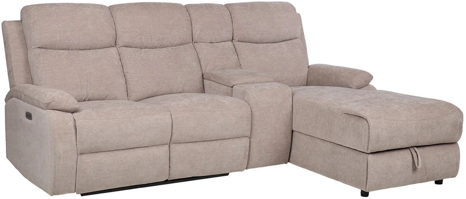 Home4You Kampinė sofa „PROVENCE RC“, su elektrine arba rankine atlošimo funkcija, šviesiai pilkos spalvos