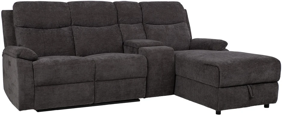 Home4You Kampinė sofa „PROVENCE RC“, su elektrine arba rankine atlošimo funkcija, tamsiai pilka