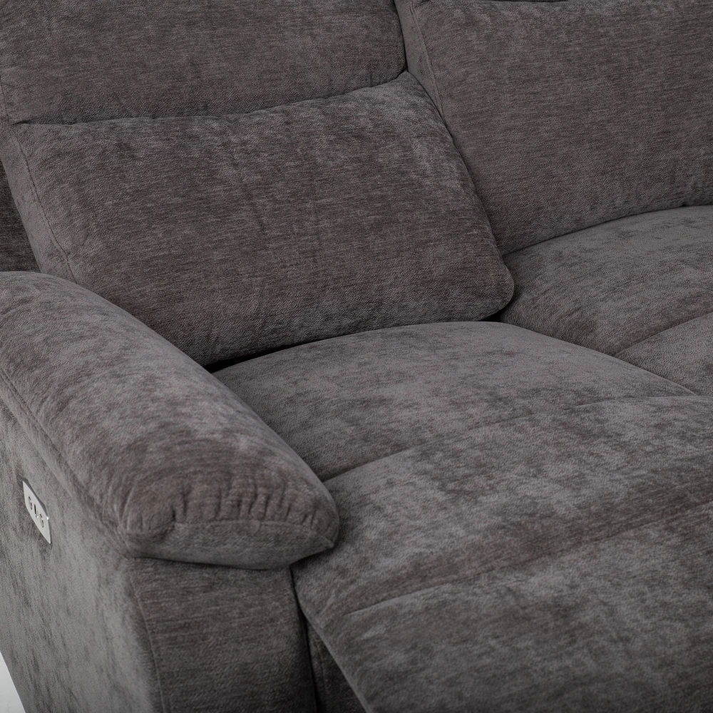 Home4You Kampinė sofa „PROVENCE RC“, su elektrine arba rankine atlošimo funkcija, tamsiai pilka