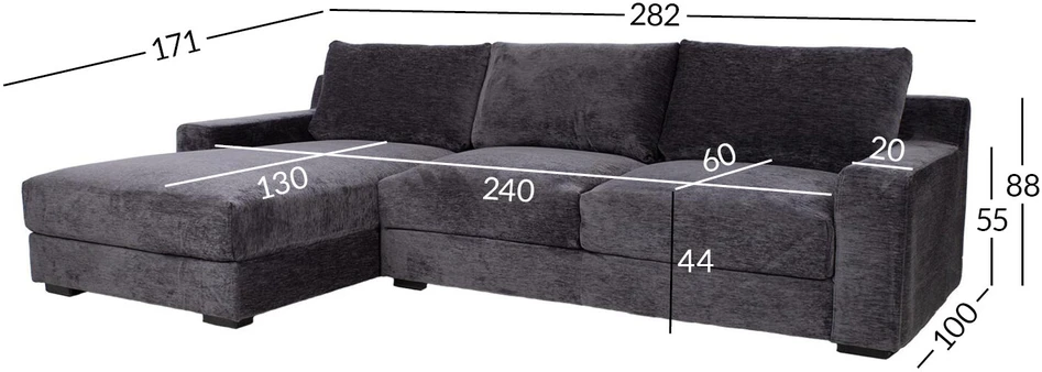 Home4You Kampinė sofa „HERDIS LC“, tamsiai pilka