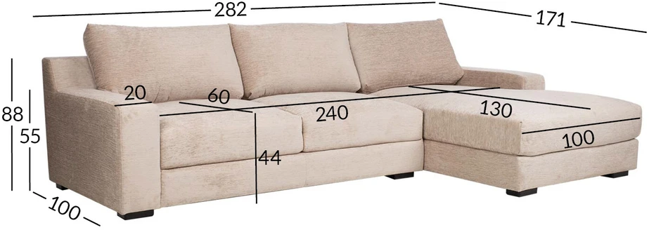 Home4You Kampinė sofa „HERDIS RC“, smėlio spalvos