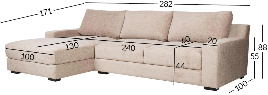 Home4You Kampinė sofa „HERDIS LC“, smėlio spalvos