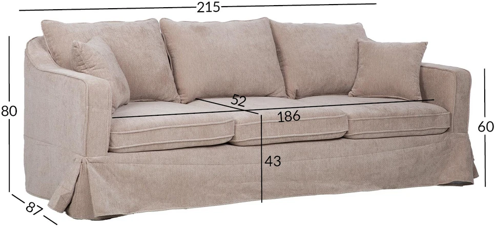 Home4You 3-vietė sofa „SIENNA“, smėlio spalvos