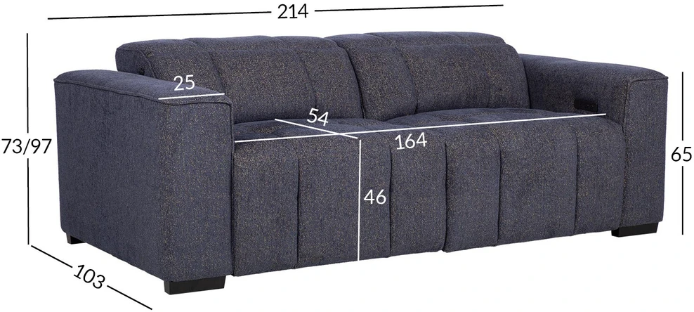 Sofa Home4You Elektrinis atlošiamas sofos krėslas „HUB“, tamsiai mėlynas