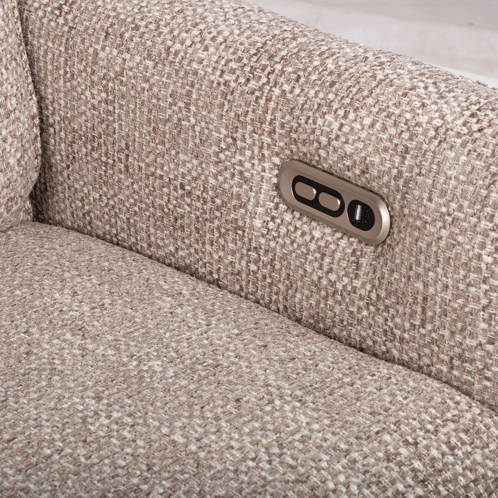 Home4You 3-vietė atlošiamoji sofa „BASTIAN“ su elektriniu mechanizmu, smėlio spalvos