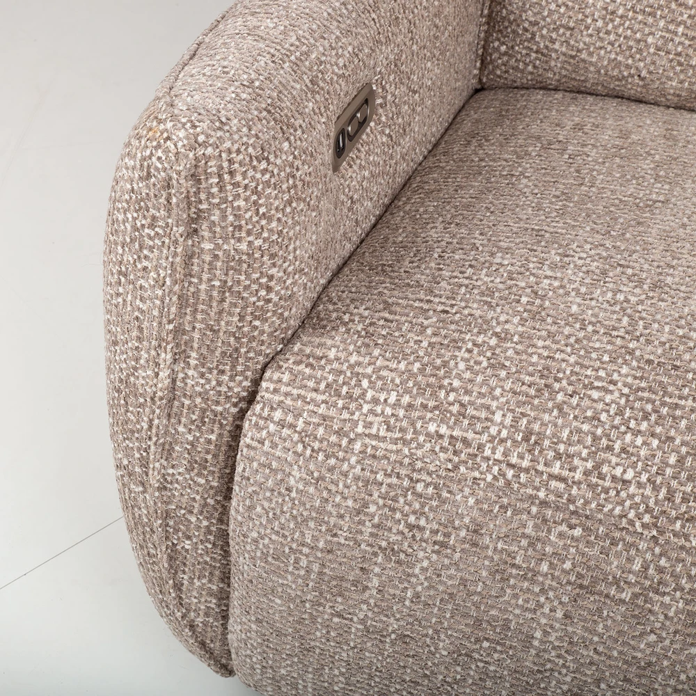 Lova Home4You 3-vietė atlošiamoji sofa „BASTIAN“ su elektriniu mechanizmu, smėlio spalvos