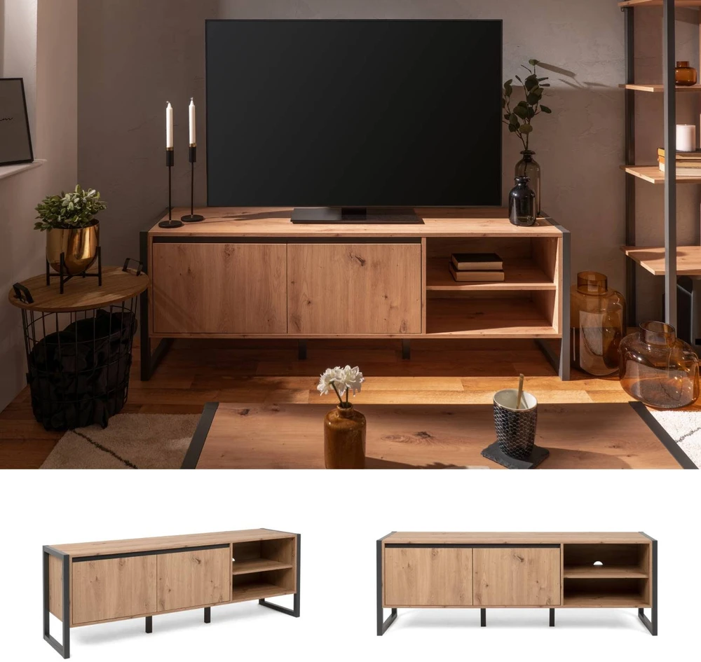 TV staliukas Homestyle4U TV spintelė, 160x40x55 cm, pilka