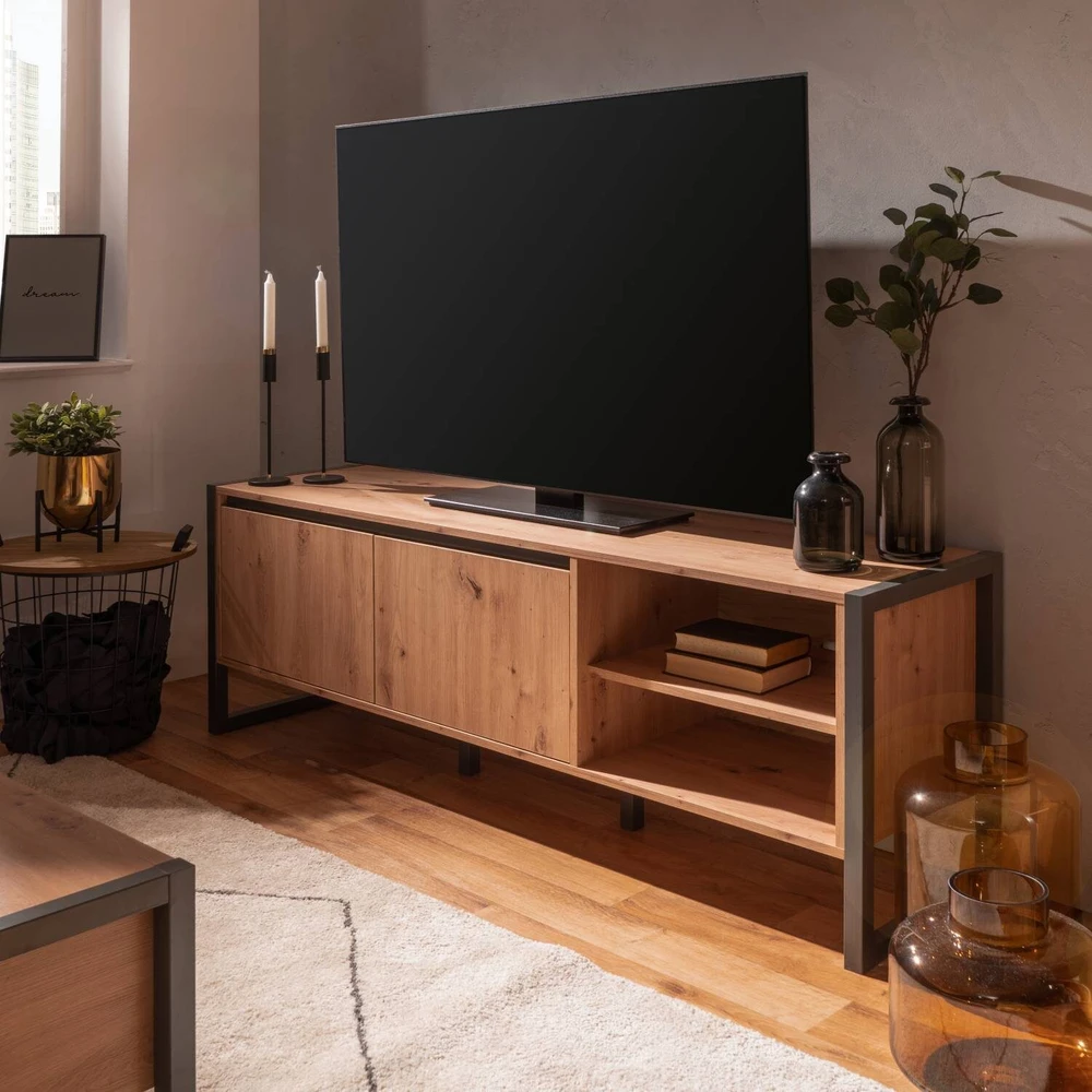 TV staliukas Homestyle4U TV spintelė, 160x40x55 cm, pilka