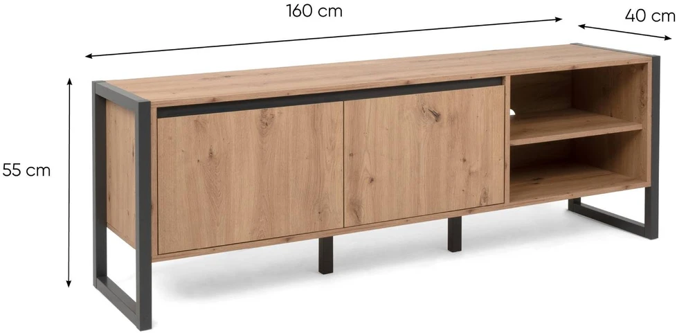 TV staliukas Homestyle4U TV spintelė, 160x40x55 cm, pilka