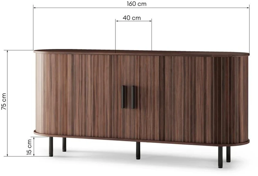 TV staliukas Novanook Komoda, EPIQUE, 75x160x40 cm, Riešutas