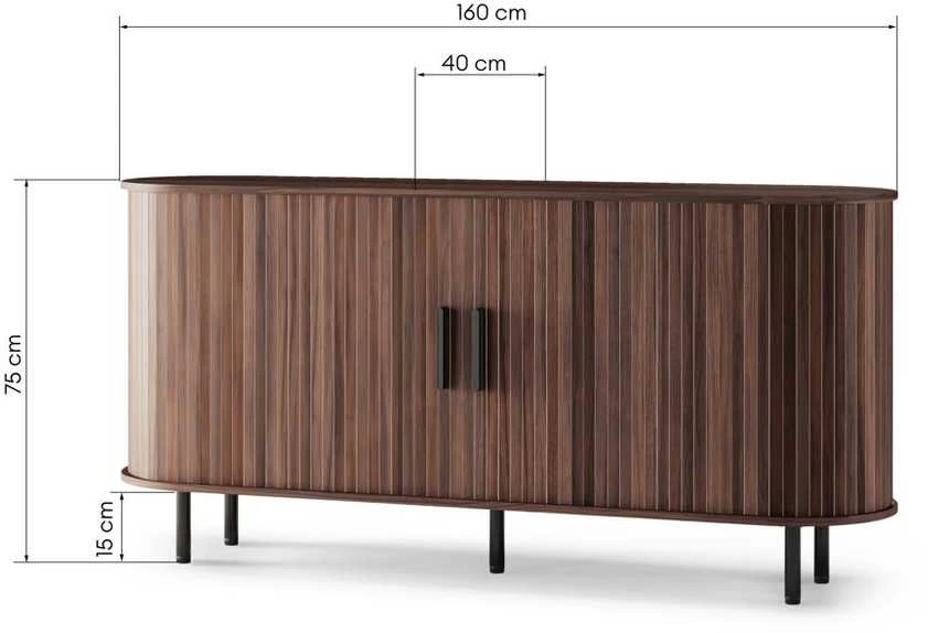 TV staliukas Novanook Komoda, EPIQUE, 75x160x40 cm, Riešutas