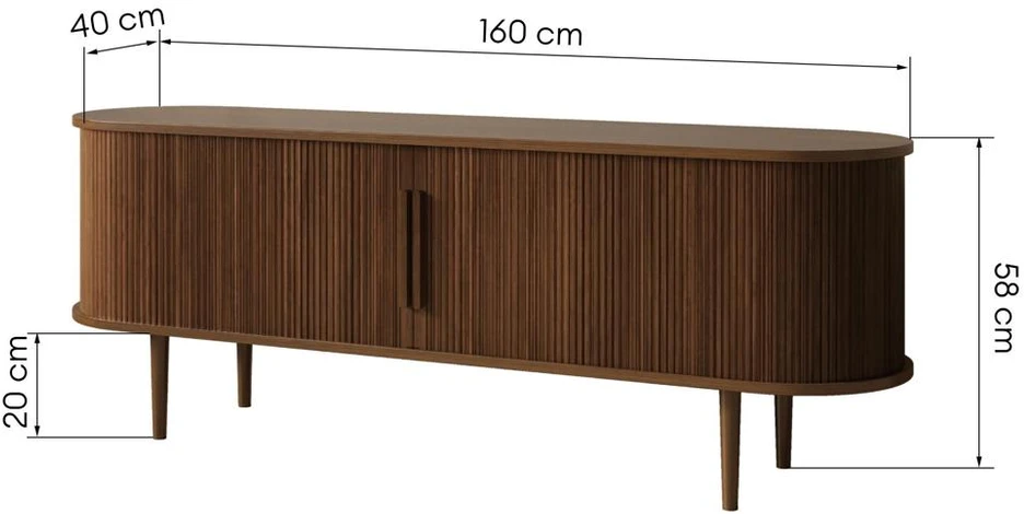 TV staliukas Novanook TV spintelė, ORA, 58x160x40 cm, riešutas