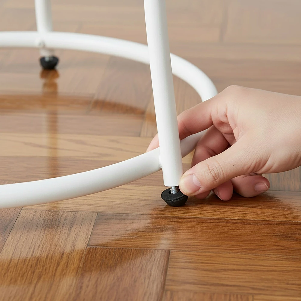 TV staliukas Relaxdays Šoninis staliukas su 2 lentynomis, apvalus, plieno rėmas, Ø 55 cm, aukštis 55 cm