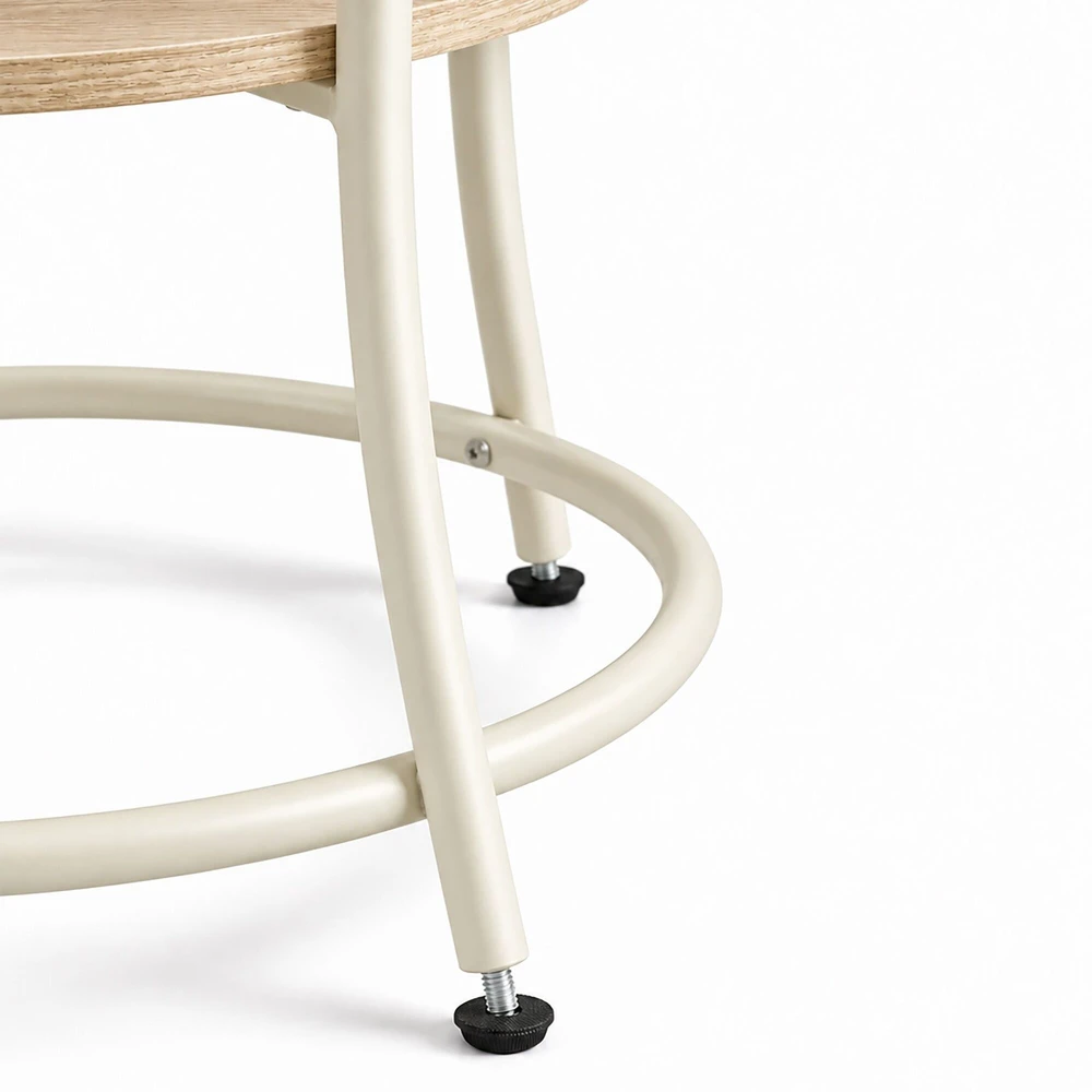 TV staliukas Relaxdays Šoninis staliukas su 2 lentynomis, apvalus, plieno rėmas, Ø 55 cm, aukštis 55 cm