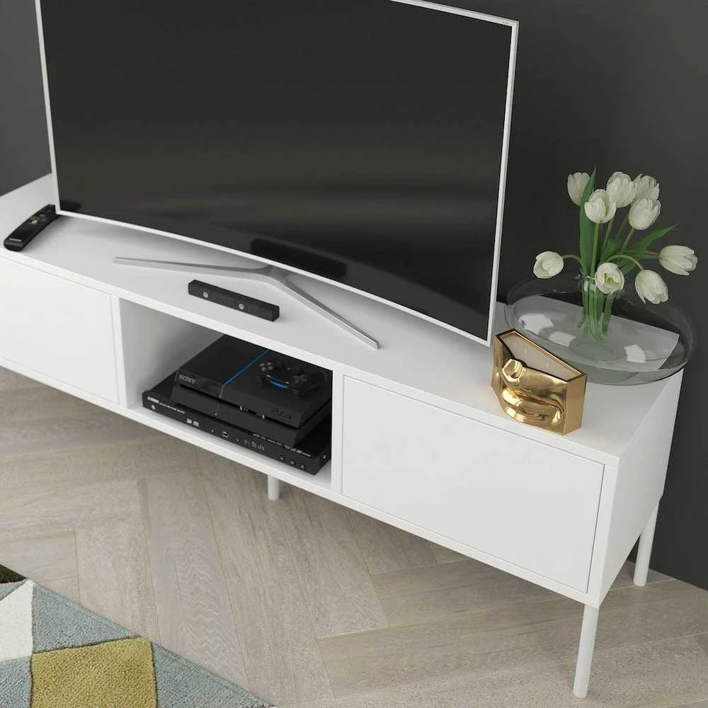 TV staliukas Skandica Komoda, MIRKA, 130x35 cm, Balta