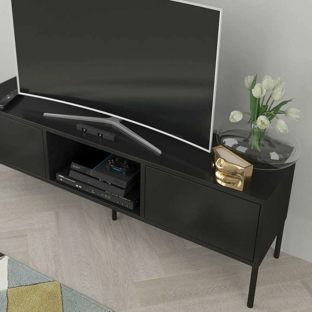 TV staliukas Skandica Komoda, MIRKA, 130x35 cm, Juoda