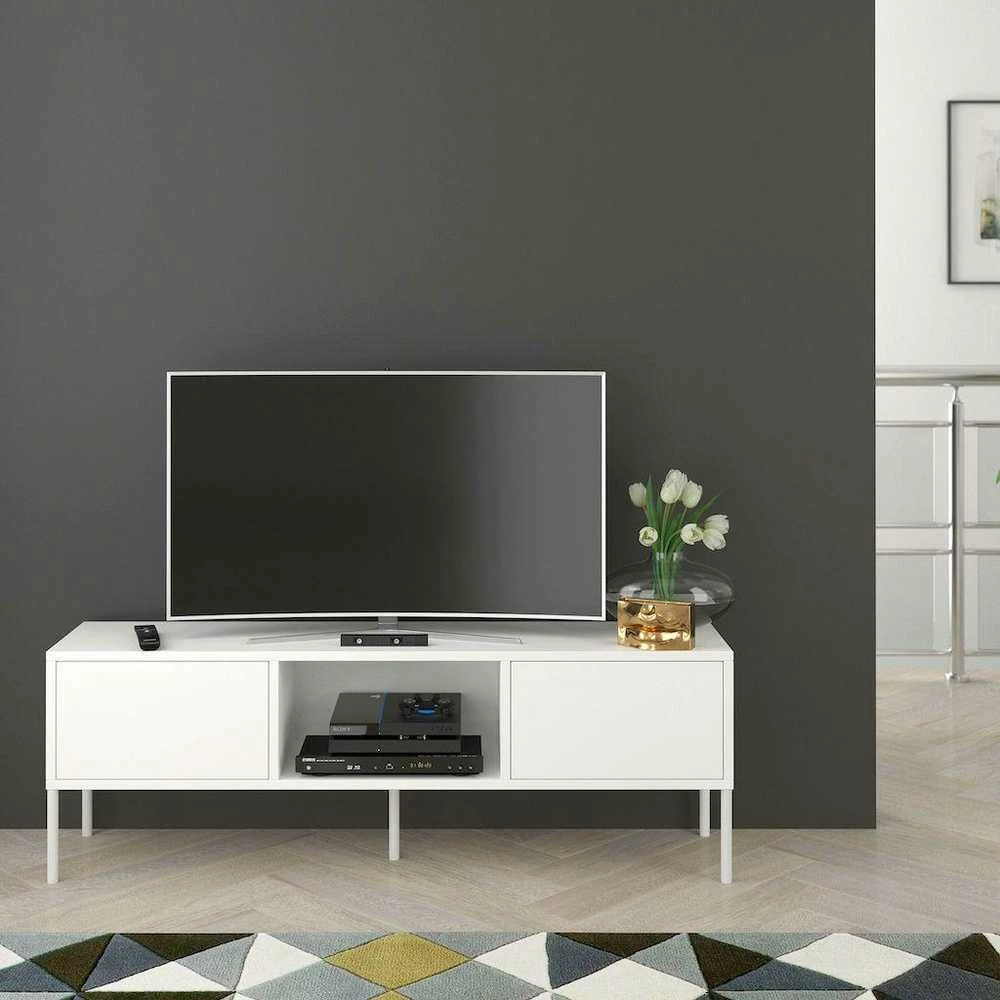 TV staliukas Skandica Komoda, MIRKA, 130x35 cm, Balta