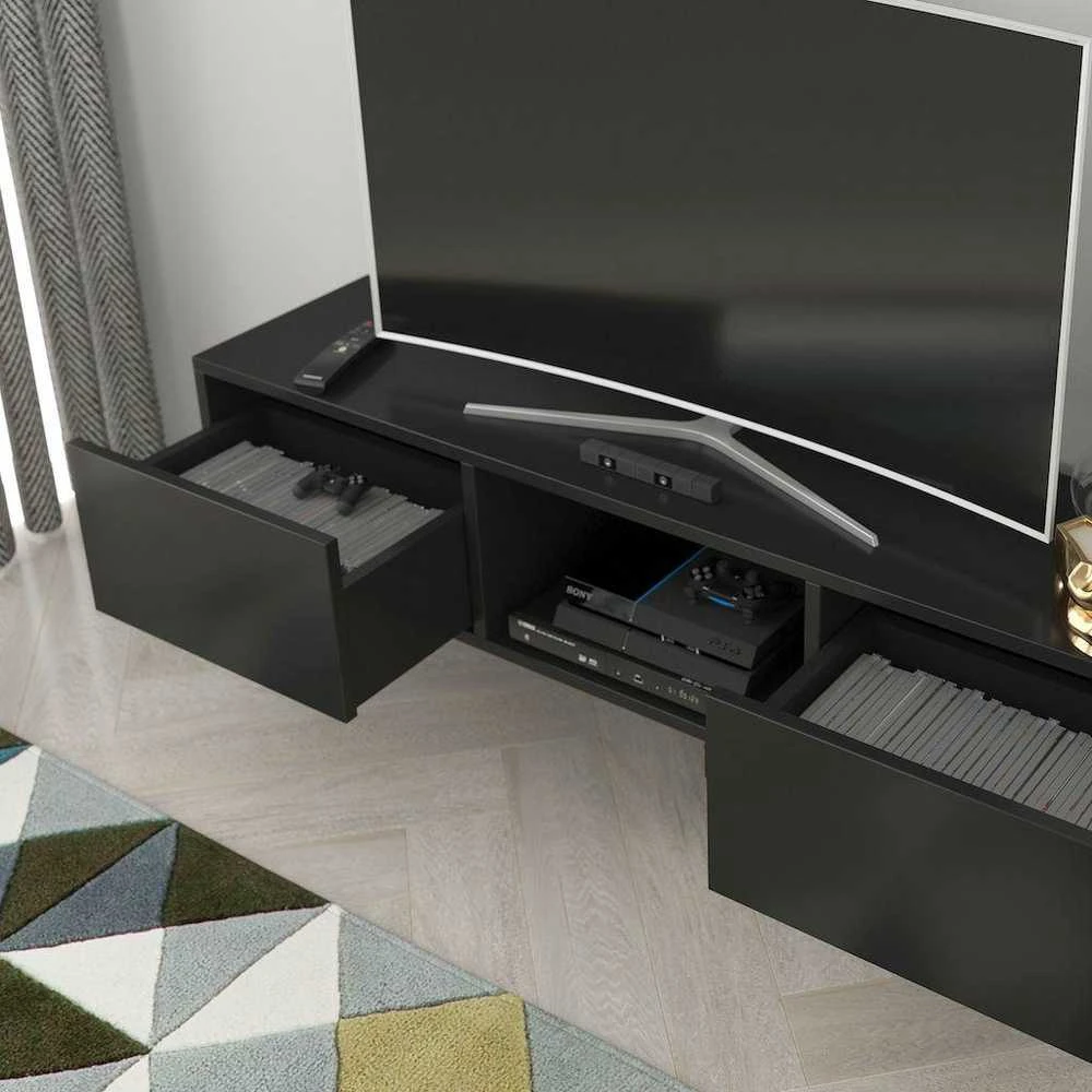 TV staliukas Skandica Komoda, MIRKA, 130x35 cm, Juoda