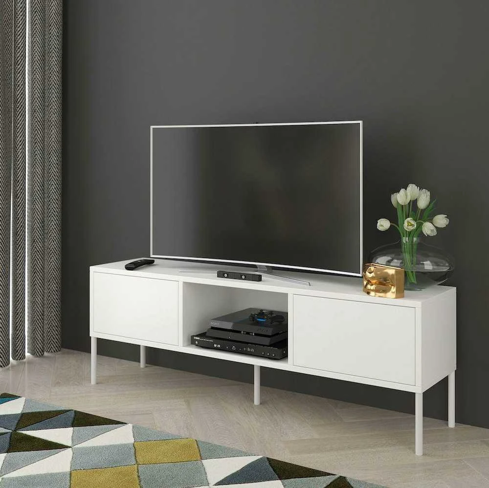 TV staliukas Skandica Komoda, MIRKA, 130x35 cm, Balta
