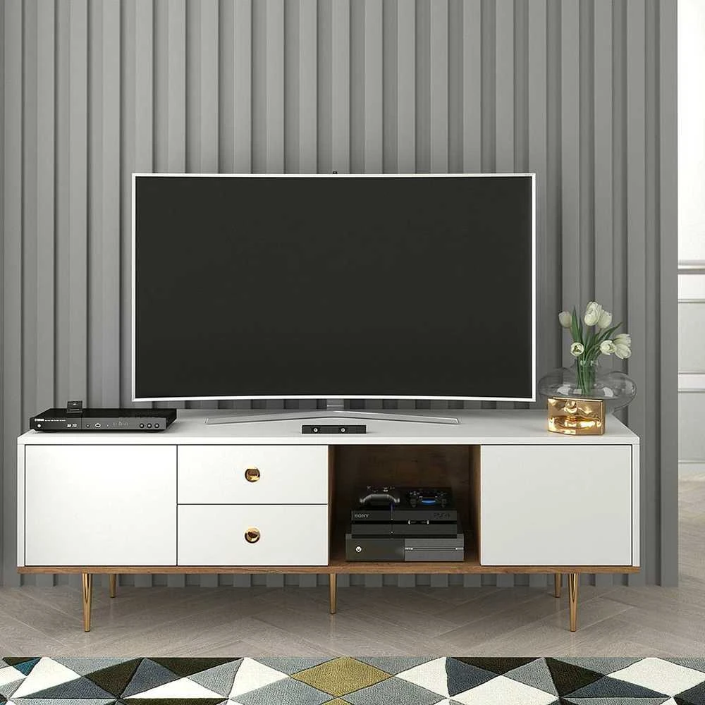 TV staliukas Skandica Televizoriaus spintelė, Harmoni, 160x45 cm, Balta