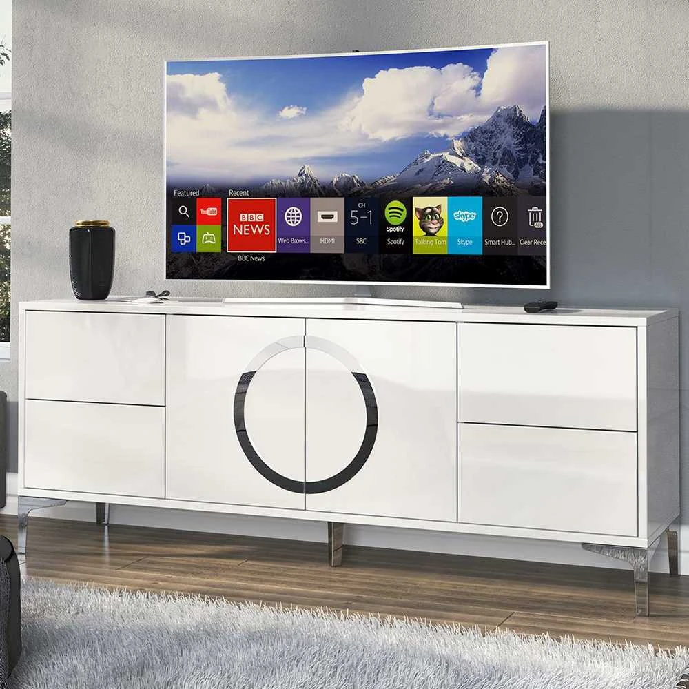 TV staliukas Skandica TV spintelė, EVA, 150x59 cm, Balta