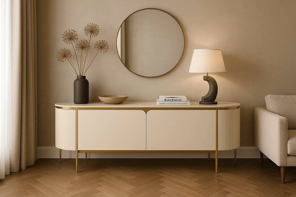 TV staliukas, Stilig, 200 cm, auksinis baltas