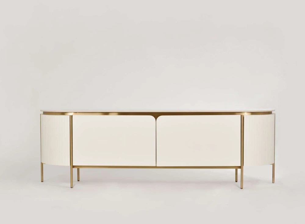 TV staliukas, Stilig, 200 cm, auksinis baltas